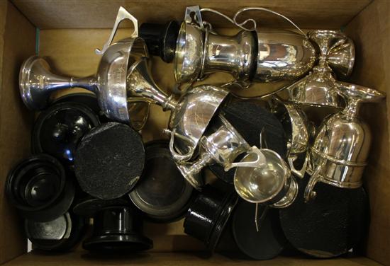 Ten silver trophy cups, various